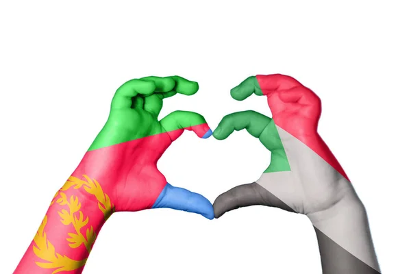 Eritrea Sudan Heart Ruční Gesto Srdce Střihací Cesta — Stock fotografie