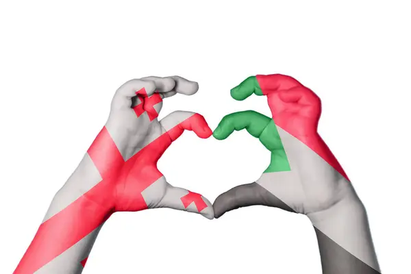 格鲁吉亚Sudan Heart Hand Gesture Making Heart Clipping Path — 图库照片