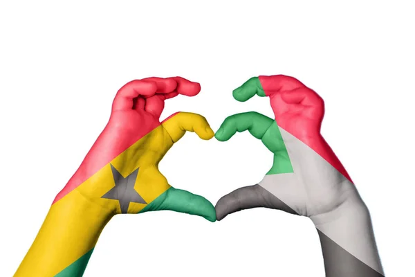 Ghana Sudán Corazón Hacer Gestos Corazón Recortar Camino —  Fotos de Stock