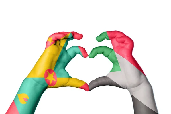 Grenada Sudan Herz Handbewegung Die Herz Macht Clipping Path — Stockfoto