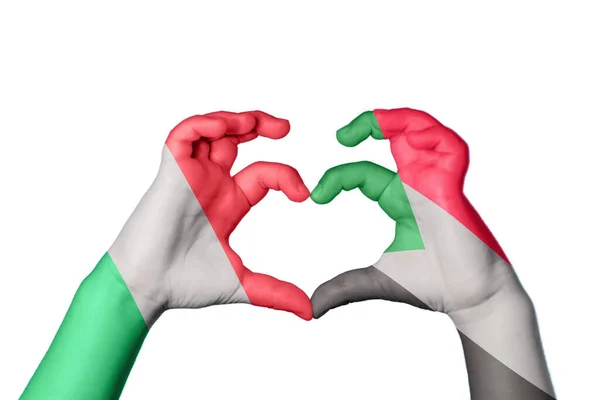 Włochy Sudan Serce Ręczny Gest Serca Ścieżka Wycinania — Zdjęcie stockowe