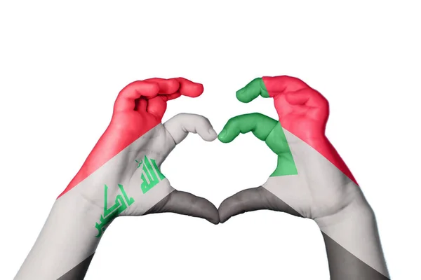 Iraq Sudán Corazón Hacer Gestos Corazón Recortar Camino —  Fotos de Stock