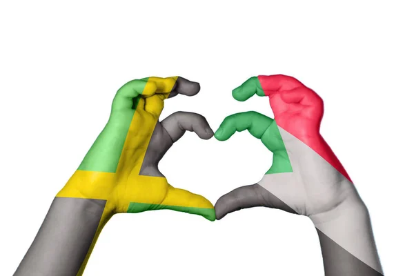 Jamaika Sudan Herz Handgeste Die Herz Macht Clipping Path — Stockfoto