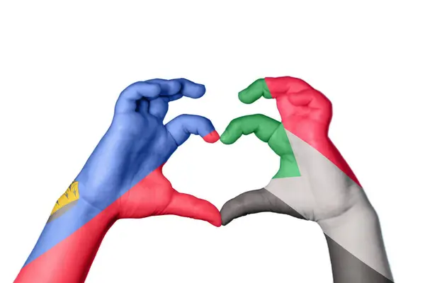 Сердце Лихтенштейна Судан Жест Рукой Сердце Обрезание Пути — стоковое фото