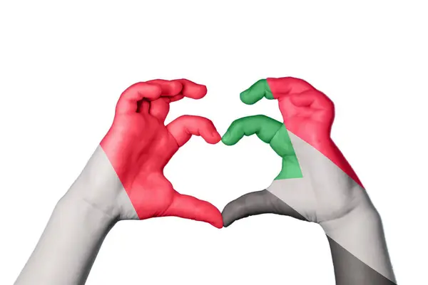 Μάλτα Σουδάν Καρδιά Χειρονομία Χέρι Κάνοντας Καρδιά Ψαλίδισμα Διαδρομή — Φωτογραφία Αρχείου