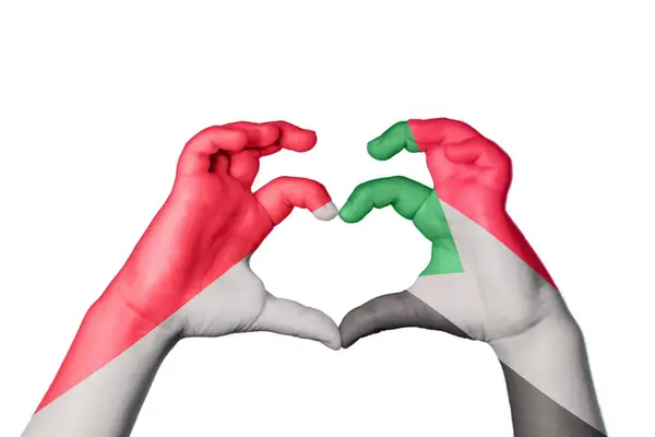 Monako Sudan Serce Gest Ręczny Serca Ścieżka Klipu — Zdjęcie stockowe