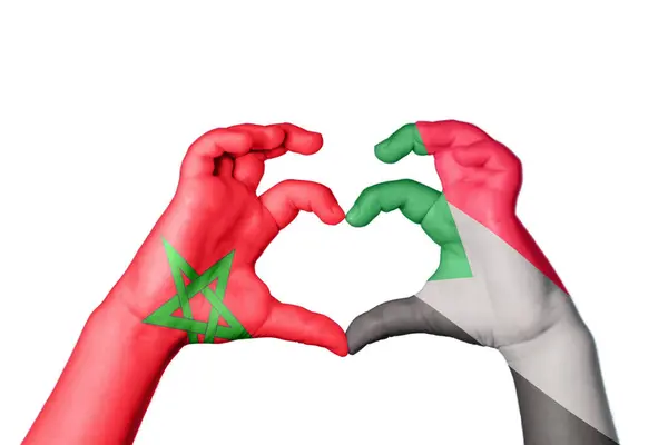 Marokko Soedan Hart Hand Gebaar Maken Hart Knippad — Stockfoto