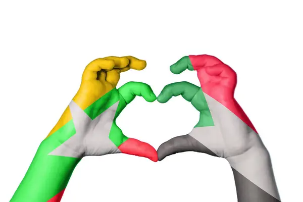 Myanmar Sudan Herz Handbewegung Die Herz Macht Clipping Path — Stockfoto