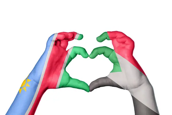 Сердце Намибии Судан Жест Руки Делает Сердце Обрезка Пути — стоковое фото