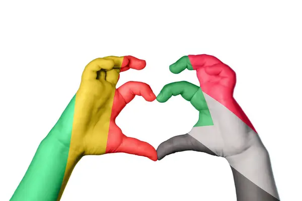 刚果共和国Sudan Heart Hand Gesture Making Heart Clipping Path — 图库照片