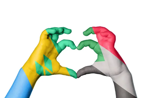 Saint Vincent Grenadine Szigetek Szudán Szíve Kézmozdulat Készítés Szív Vágási — Stock Fotó