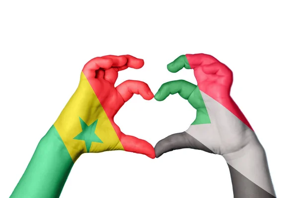 Srdce Senegalu Gesto Ruky Srdce Stříhání — Stock fotografie