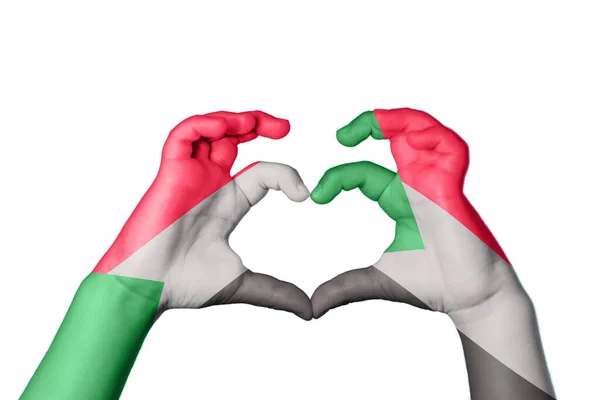 Sudan Sudan Heart Hand Gesture Making Heart Clipping Path — Stock Photo, Image