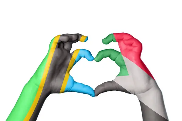坦桑尼亚Sudan Heart Hand Gesture Making Heart Clipping Path — 图库照片