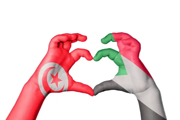 Tunesien Sudan Herz Handbewegung Die Herz Macht Clipping Path — Stockfoto