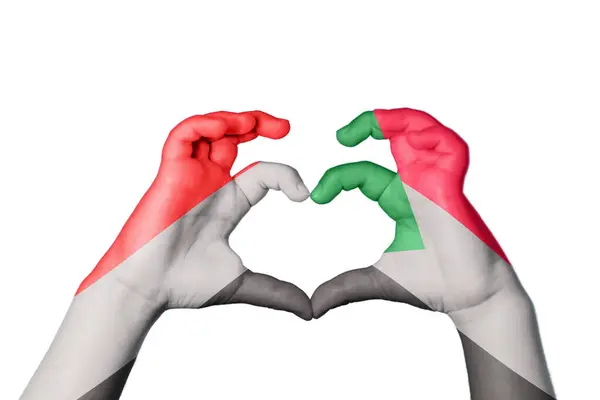 Jemen Sudan Herz Handbewegung Die Herz Macht Clipping Path — Stockfoto