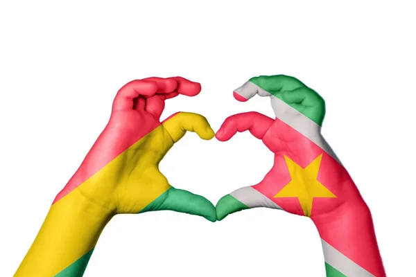 Bolívia Suriname Szív Kéz Gesztus Készítő Szív Nyírás — Stock Fotó