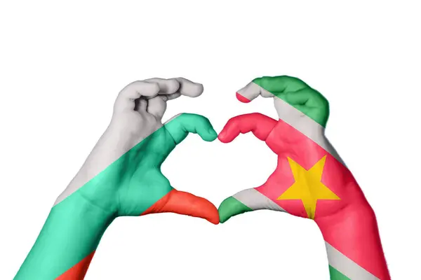 Bulgária Suriname Szív Kéz Gesztus Készítés Szív Nyírás — Stock Fotó