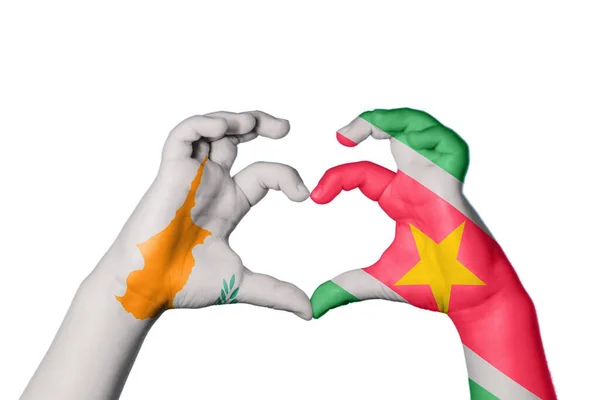Zypern Suriname Herz Handbewegung Die Herz Macht Clipping Path — Stockfoto