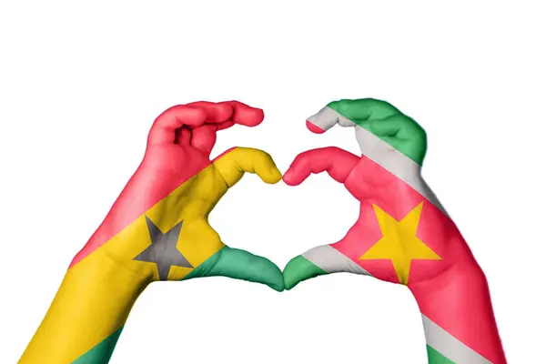 Ghana Suriname Herz Handgeste Die Herz Macht Clipping Path — Stockfoto