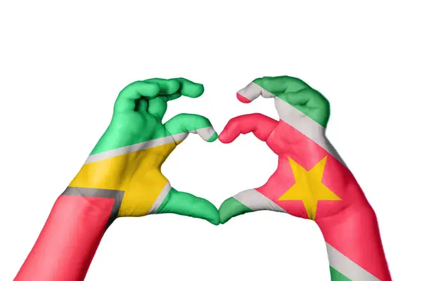 Guyana Surinam Heart Ruční Gesto Srdce Střih Stezka — Stock fotografie
