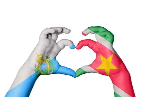 San Marino Surinam Kalbi Hareketi Kalp Yapma Kırpma Yolu — Stok fotoğraf
