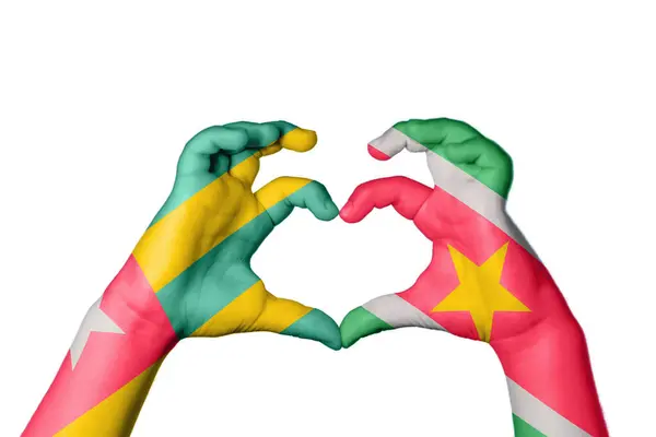 Togo Suriname Szív Kéz Gesztus Készítés Szív Nyírás — Stock Fotó