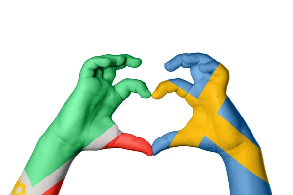 Chechénia Suécia Coração Gesto Mão Que Faz Coração Clipping Path — Fotografia de Stock