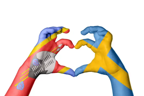 Eswatini Sweden Heart Hand Gesture Making Heart Clipping Path — 图库照片