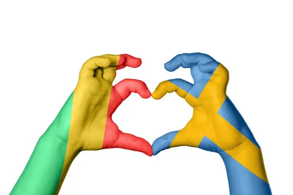 Republic Congo Švédsko Heart Hand Gesture Making Heart Clipping Path — Stock fotografie