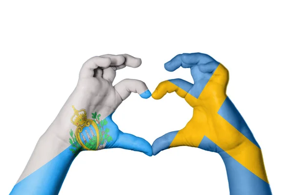 圣马利诺瑞典心 手的姿势 收割之路 — 图库照片