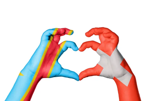 Demokratische Republik Kongo Schweiz Herz Handbewegung Die Herz Macht Clipping — Stockfoto