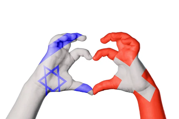Izrael Švýcarsko Srdce Ruční Gesto Dělat Srdce Ořezávání Stezka — Stock fotografie