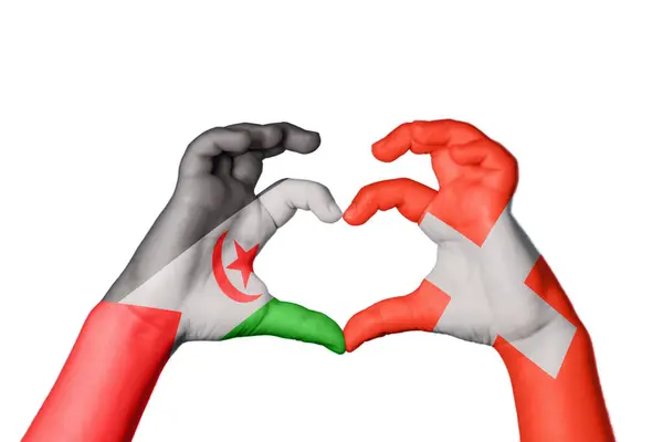 Sahrawi Arabische Demokratische Republik Schweiz Herz Handbewegung Die Herz Macht — Stockfoto