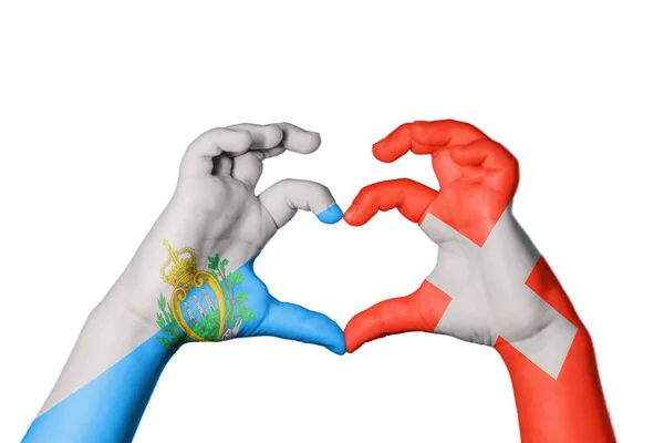 Σαν Μαρίνο Ελβετία Καρδιά Χέρι Χειρονομία Καθιστώντας Την Καρδιά Ψαλιδίζοντας — Φωτογραφία Αρχείου