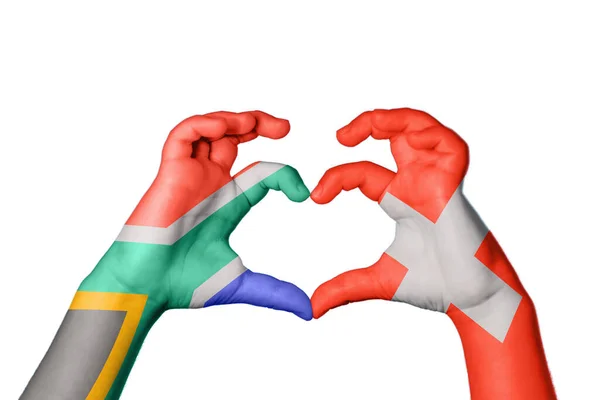 África Sul Suíça Coração Gesto Mão Fazendo Coração Clipping Path — Fotografia de Stock