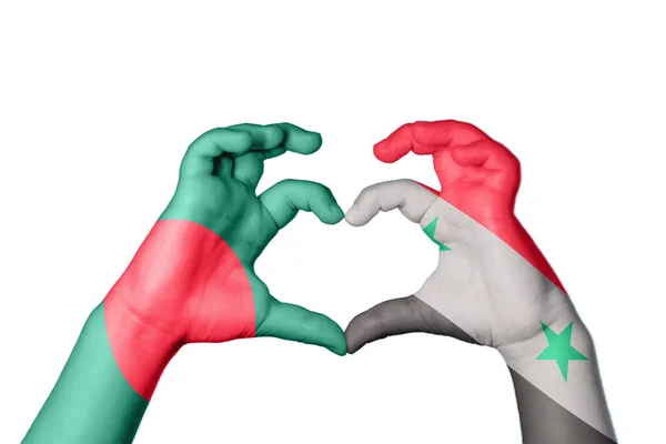 Bangladesh Syrië Hart Hand Gebaar Maken Hart Knippad — Stockfoto