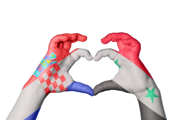 Kroatië Syrië Hart Hand Gebaar Maken Hart Knippad — Stockfoto