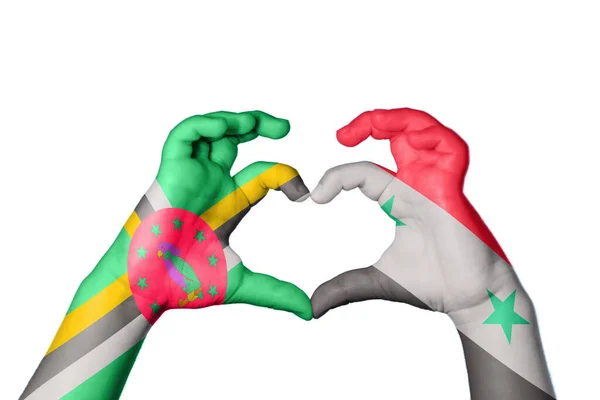 Dominica Syria Heart Hand Gesture Making Heart Clipping Path — Stock Photo, Image