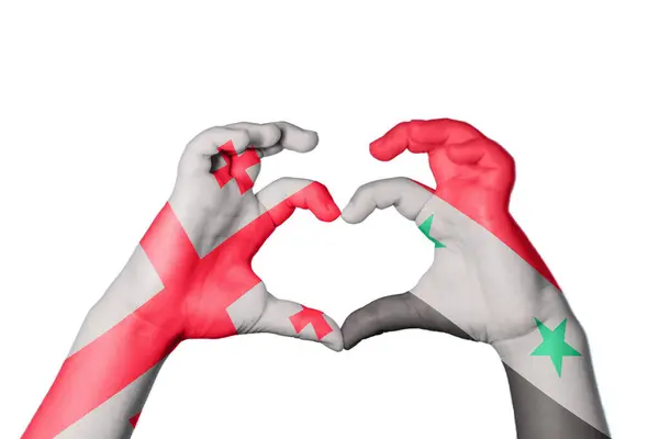 Georgia Syria Heart Hånd Gestus Gør Hjerte Klipning Sti - Stock-foto
