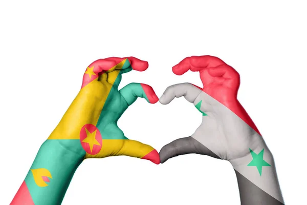 Grenada Syria Heart Hand Gesture Making Heart Clipping Path — Stock Photo, Image