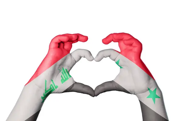 Iraq Syria Heart Hand Gesture Making Heart Clipping Path — Stock Photo, Image