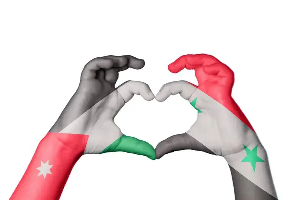 Jordan Syriens Hjerte Hånd Gestus Gør Hjerte Klipning Sti - Stock-foto