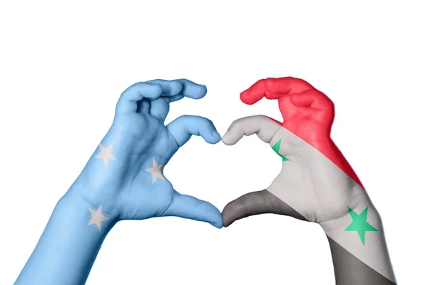 Mikronesien Syrien Herz Handbewegung Die Herz Macht Clipping Path — Stockfoto
