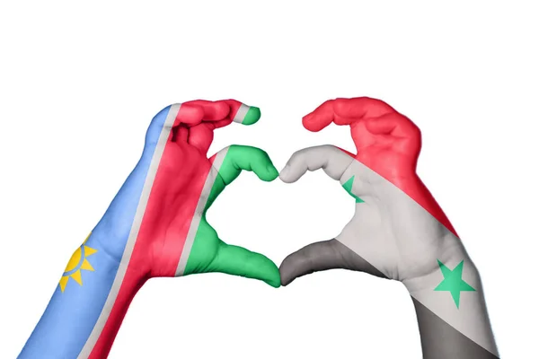 纳米比亚叙利亚心脏 手手势制造心脏 收割路径 — 图库照片
