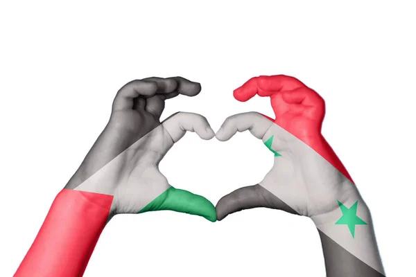 Palestine Syria Heart Hand Gesture Making Heart Clipping Path — Stock Photo, Image