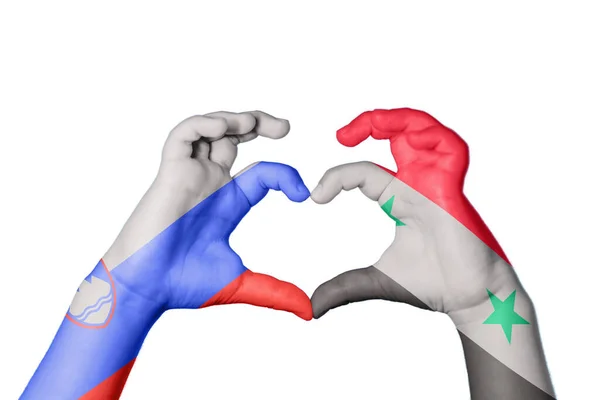 Slowenien Syrien Herz Handbewegung Die Herz Macht Clipping Path — Stockfoto