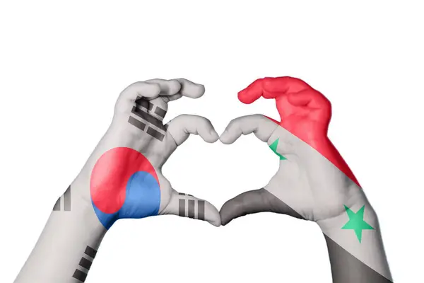 Südkorea Syrien Herz Handbewegung Die Herz Macht Clipping Path — Stockfoto