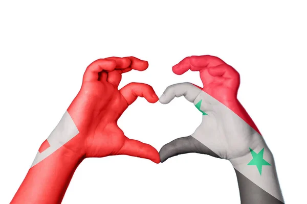 Tonga Syria Heart Hand Gesture Making Heart Clipping Path — Stock Photo, Image