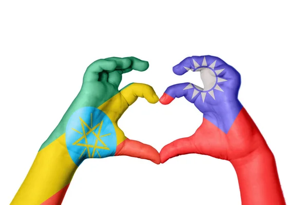 Ethiopie Taiwan Coeur Geste Main Faisant Coeur Sentier Coupe — Photo
